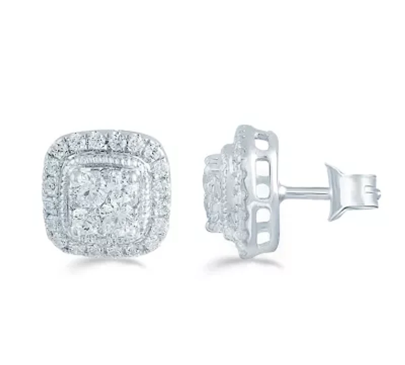 1/2Ctw Diamond Stud Earrings Set in 925 Sterling Silver