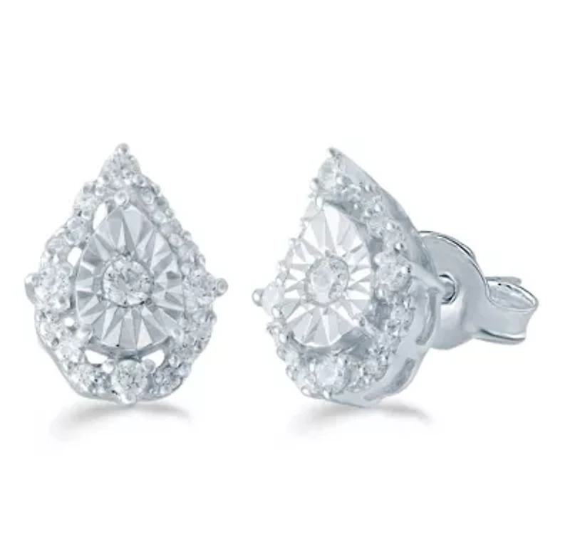 1/5 ct. t.w. Natural Diamond Pear Cluster Fashion Stud Earring set in 925 Sterling Silver