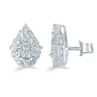1/5 ct. t.w. Natural Diamond Pear Cluster Fashion Stud Earring set in 925 Sterling Silver
