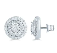 1/2 ct. t.w. Natural Diamond Cluster Earring set in 925 Sterling Silver