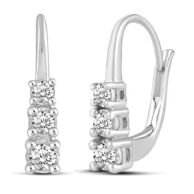 1/ ct. t.w. Natural Diamond Hoop Earring set in 925 Sterling Silver