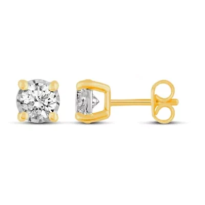 3/8Ctw Diamond Stud Earrings Set In 14K Yellow Gold