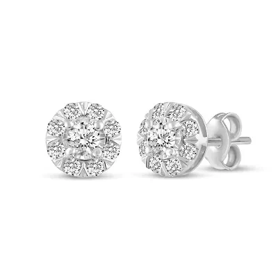 1/2Ctw Diamond Stud Earrings Set in 925 Sterling Silver