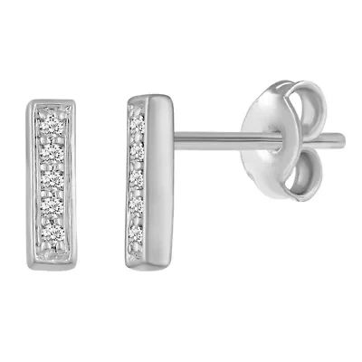 1/20Ctw Diamond Bar Stud Earrings in 925 Sterling Silver