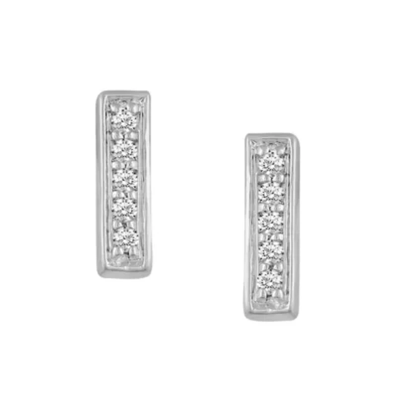 1/20Ctw Diamond Bar Stud Earrings in 925 Sterling Silver