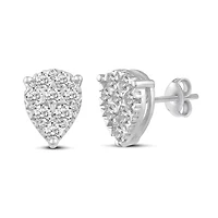 1.00 ct. t.w. Natural Diamond Pear Cluster Earrings set in 925 Sterling Silver