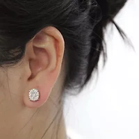 1.00 ct. t.w. Natural Diamond Oval Cluster Earrings set in 925 Sterling Silver