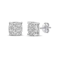 1.00Ct Cushion Diamond Women Stud Earrings Set in 925 Sterling Silver