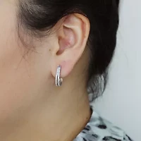 1/2 ct. t.w. Natural Diamond Double Row Hoop Earrings set in 925 Sterling Silver