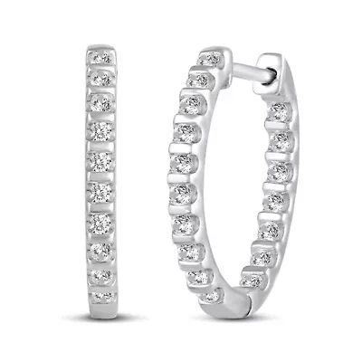 1/2 ct. t.w. Natural Diamond Inside Out Hoop Earrings set in 925 Sterling Silver