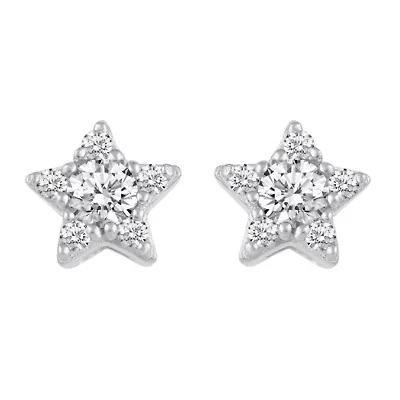 1/4 Ctw Natural Diamond Stud Earrings set in 925 Sterling Silver (STAR)