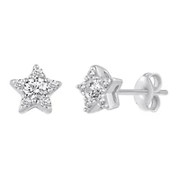 1/4 Ctw Natural Diamond Stud Earrings set in 925 Sterling Silver (STAR)
