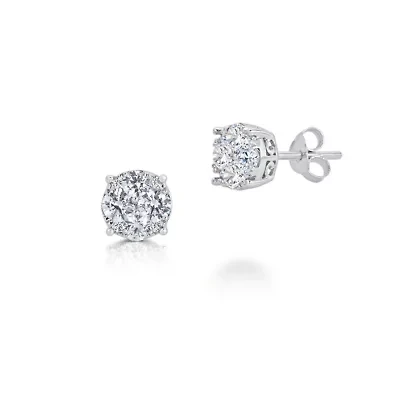 Lab Created 1/4Ctw LAB GROWN DIAMOND Stud Earrings Set in 925 Sterling Silver