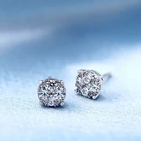 Lab Created 1/2Ctw LAB GROWN DIAMOND Stud Earrings Set in 925 Sterling Silver