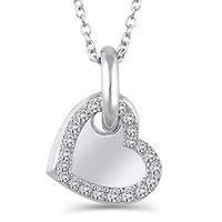 1/10 Ctw Diamond Double Heart Pendant in 10K White Gold with 18" cable chain