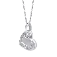 1/10 Ctw Diamond Double Heart Pendant in 10K White Gold with 18" cable chain
