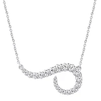 1/2 Ctw Diamond Sideways Curve Necklace in 14K White Gold with 18" cable chain