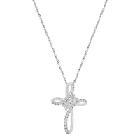 1/2Ctw Cross Diamond Pendant Necklace for Women set in 925 Sterling Silver with 18" cable chain