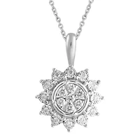 1/ ct. t.w. Natural Diamond Cluster Pendant set in 925 Sterling Silver with 18" Cable Chain