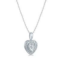 1/8 ct. t.w. Natural Diamond Heart Pendant set in 925 Sterling Silver with 18" Cable Chain