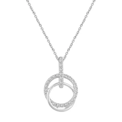 1/6 ct. t.w. Natural Diamond Circle Pendant set in 925 Sterling Silver with 18" Cable Chain