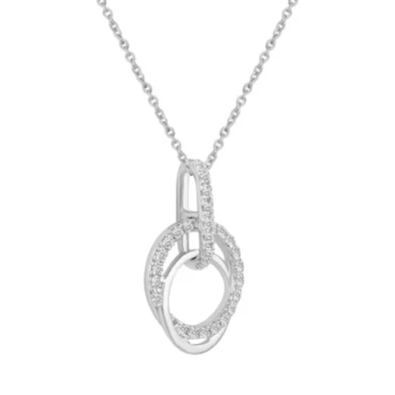 1/6 ct. t.w. Natural Diamond Circle Pendant set in 925 Sterling Silver with 18" Cable Chain