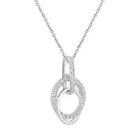1/6 ct. t.w. Natural Diamond Circle Pendant set in 925 Sterling Silver with 18" Cable Chain