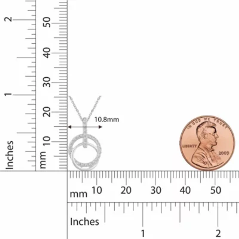 1/6 ct. t.w. Natural Diamond Circle Pendant set in 925 Sterling Silver with 18" Cable Chain