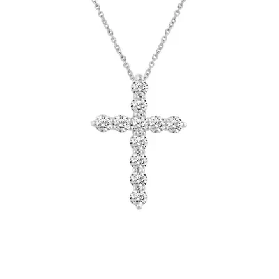 1/4Ctw Diamond Cross Pendant Necklace Set in 925 Sterling Silver with 18" Cable Chain