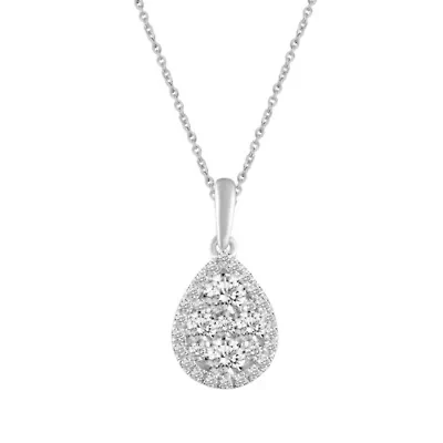 1/2Ctw Diamond Pendant Necklace set in 925 Sterling Silver with 18" cable chain