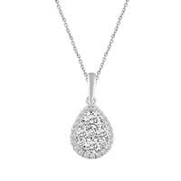 1/2Ctw Diamond Pendant Necklace set in 925 Sterling Silver with 18" cable chain
