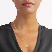 1/4Ctw Medallion Palm Tree Diamond Pendant in 925 Silver with 18K Yellow Gold Plating 18" Cable Chain