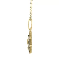 1/4Ctw Medallion Palm Tree Diamond Pendant in 925 Silver with 18K Yellow Gold Plating 18" Cable Chain