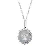 1/4Ctw Medallion Paw Diamond Pendant in 925 Sterling Silver with 18" Cable Chain