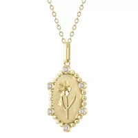 1/10Ctw Birth Flower October Cosmos Diamond Pendant in 925 Silver with 18K Yellow Gold Plating 18" Cable Chain