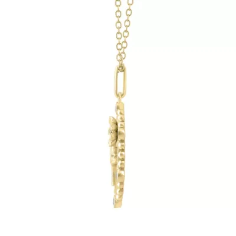 1/10Ctw Birth Flower October Cosmos Diamond Pendant in 925 Silver with 18K Yellow Gold Plating 18" Cable Chain