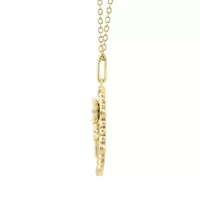 1/10Ctw Birth Flower October Cosmos Diamond Pendant in 925 Silver with 18K Yellow Gold Plating 18" Cable Chain