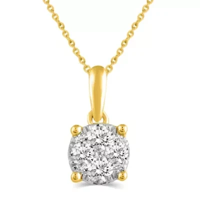 Lab Created / CTW Lab Grown Diamond Pendant Set in 925 Silver Yellow Gold Plating with 18" Cable Chain F Color SI2 Clarity