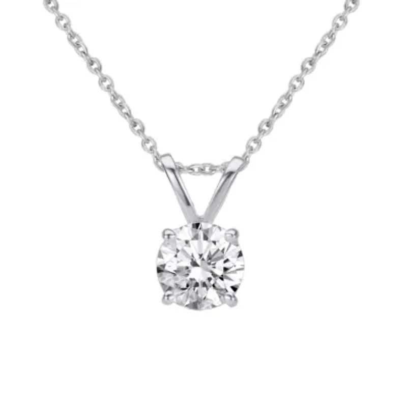 Lab Created IGI Certified 1.00 Carat tw Lab Grown Diamond Solitaire Necklace set in 14K White Gold 18 Inches