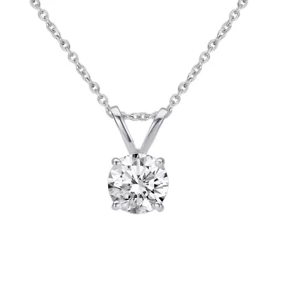 Lab Created IGI Certified 1.00 Carat tw Lab Grown Diamond Solitaire Necklace set in 14K White Gold 18 Inches