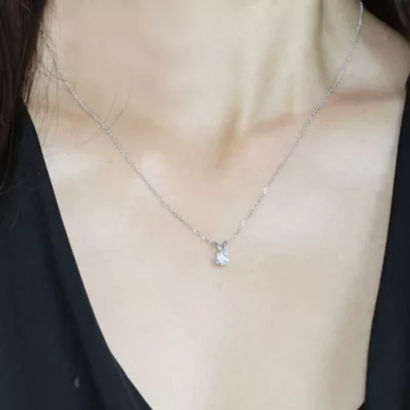 Lab Created IGI Certified 1.00 Carat tw Lab Grown Diamond Solitaire Necklace set in 14K White Gold 18 Inches