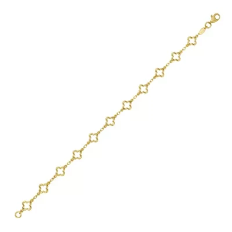 14k Gold Fashion Clover Link Bracelet