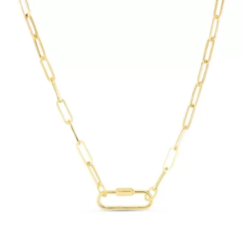 14k Gold Classic Carabiner Paperclip Chain Necklace