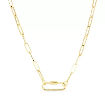 14k Gold Classic Carabiner Paperclip Chain Necklace