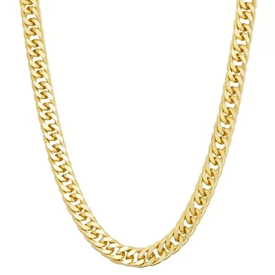 14K Gold Over Sterling Silver Mens Curb Chain Necklace