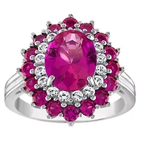 Lab Created Sterling Silver Pink Sapphire, Ruby And White Sapphire Ring