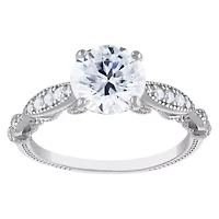 Lab Created Sterling Silver Moissanite Halo Ring