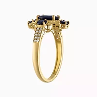 10K Gold Sapphire And Diamond Ring