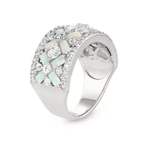 Lab Created Sterling Silver Opal Crossover Ring