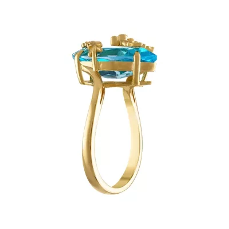 14K Gold Over Sterling Silver Blue Topaz Dragonfly Ring
